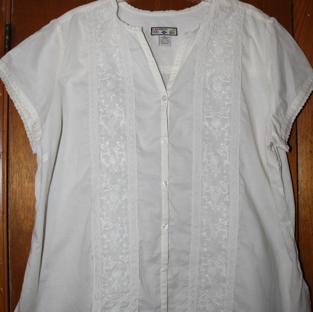 Womans Caribbean Joe off white blouse womans 2X